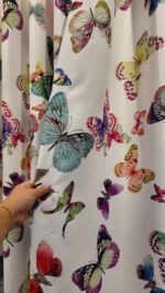 Draperie din Material Gros 70% Blackout cu Imprimeu Colorat de Fluturi - imagine 5