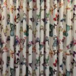 Draperie din Material Gros 70% Blackout cu Imprimeu Colorat de Fluturi