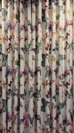 Draperie din Material Gros 70% Blackout cu Imprimeu Colorat de Fluturi - imagine 3