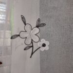 Perdea din In cu Broderie Florală Gri ARSB-76 - imagine 4
