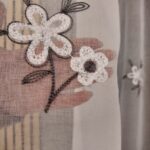 Perdea din In cu Broderie Florală Gri ARSB-76 - imagine 3