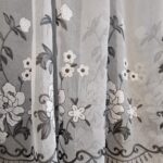 Perdea din In cu Broderie Florală Gri ARSB-76