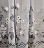 Perdea din In cu Broderie Florală Gri ARSB-76