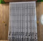 Perdea din In cu Broderie Florală Neagră ARSB-76 - imagine 5
