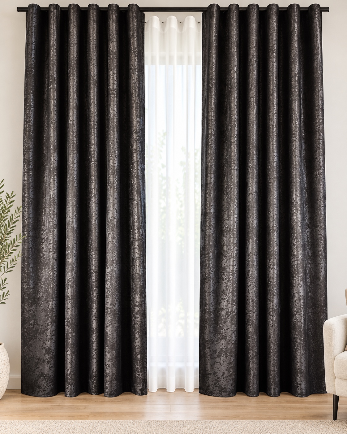 WhatsApp Image 2026-10-19 at 15.12.11 (2) Draperie Lucioasă Asya Uni Blackout 90% Negru - imagine 1