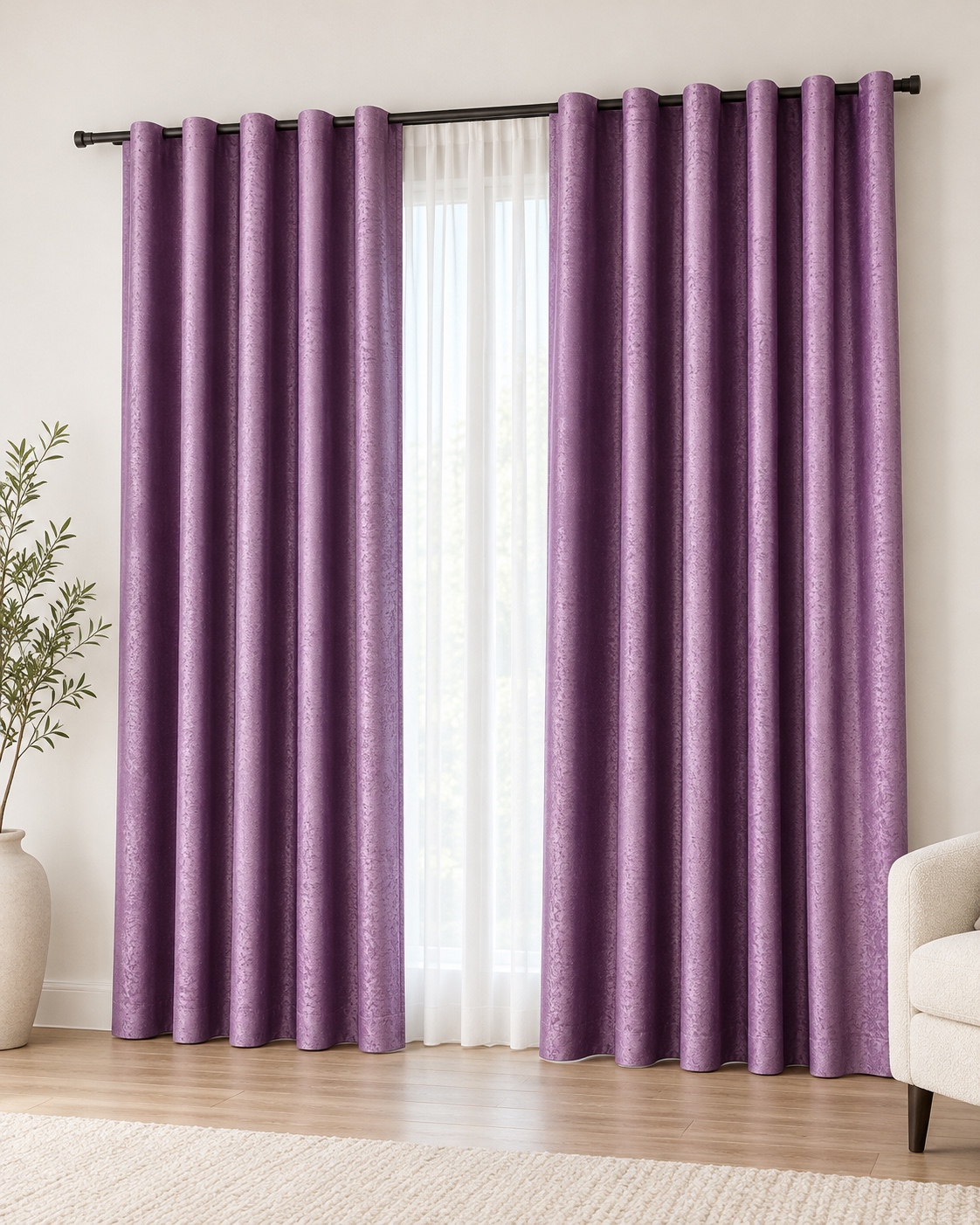 WhatsApp Image 2026-10-19 at 15.19.28 Draperie Lucioasă Asya Uni Blackout 90% Mov Deschis - imagine 1