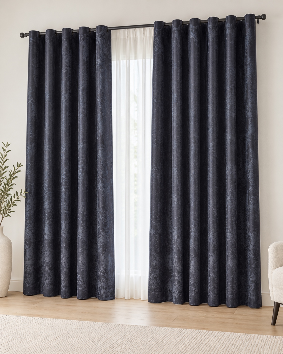 WhatsApp Image 2026-10-19 at 15.20.07 (1) Draperie Lucioasă Asya Uni Blackout 90% Gri Închis - imagine 1